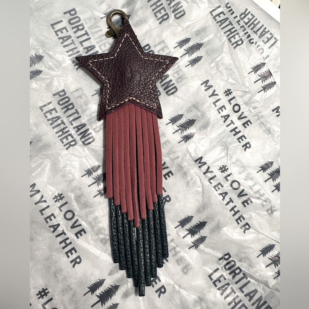 New Portland Leather Goods Plum Texas Star Leather Keychain Bag Flair